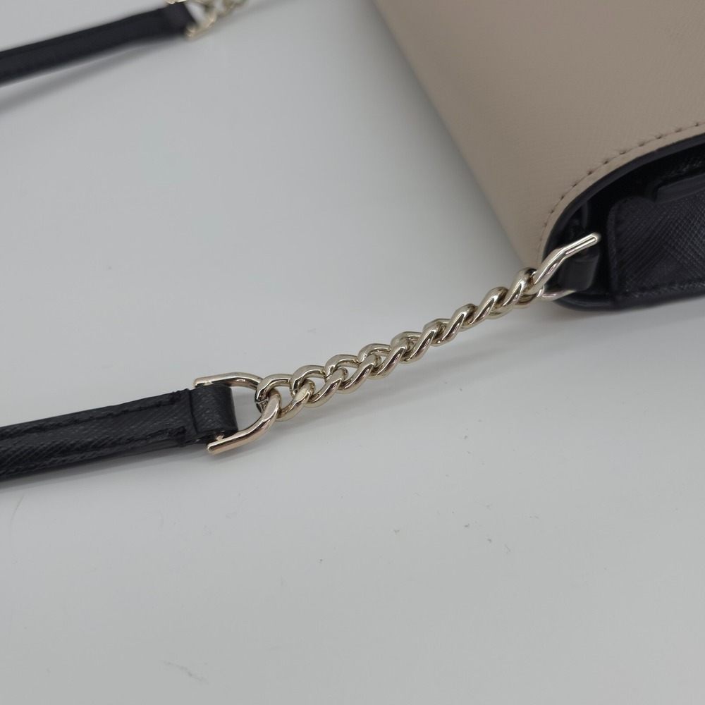 Kate Spade Staci Small Crossbody Beige Black Colorblock Saffiano Flap Bag - Picture 13 of 16